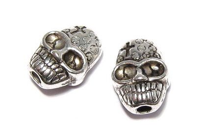 Margele din metal, craniu, argintiu antichizat, 10x7 mm