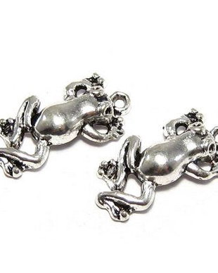 Pandantiv / charm metalic, argintiu antichizat, 22x10 mm