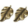 Pandantiv / charm metalic, bronz, frunza, 32x18 mm