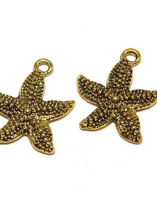Pandantiv / charm metalic, auriu antichizat, stea de mare, 21x19 mm