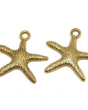 Pandantiv / charm metalic, auriu antichizat, stea de mare, 19.5x19 mm