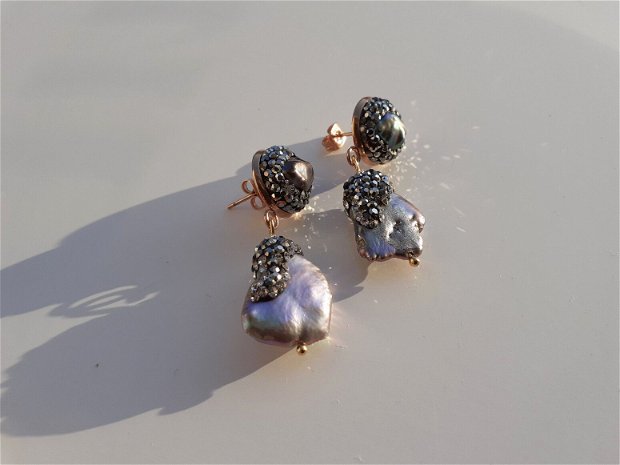 Cercei perle baroc &rhinestone