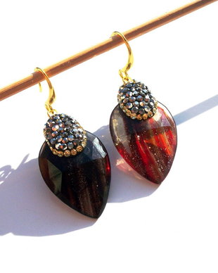 Cercei cuart fatetat&rhinestone