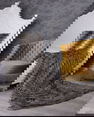 Patura decorativa din blana sintetica bej