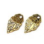 Pandantiv / charm metalic, auriu antichizat, frunza, 16x8 mm
