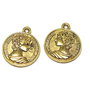 Pandantiv / charm metalic, auriu antichizat, 23.5x20 mm