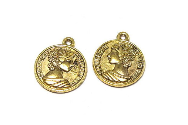 Pandantiv / charm metalic, auriu antichizat, 23.5x20 mm