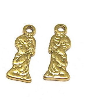 Pandantiv / charm metalic, auriu antichizat, 18x7 mm