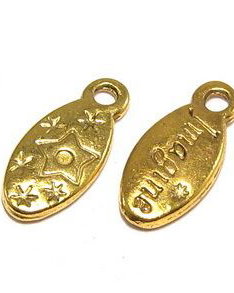 Pandantiv / charm metalic, auriu antichizat, 16.5x7.5 mm