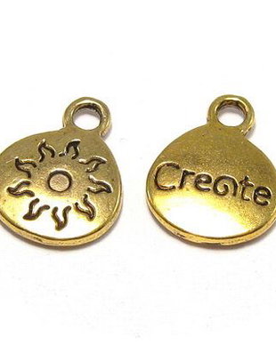 Pandantiv / charm metalic, auriu antichizat, 15x12 2 mm