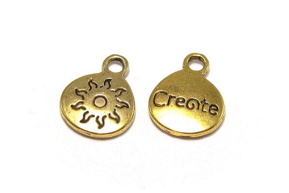 Pandantiv / charm metalic, auriu antichizat, 15x12 2 mm