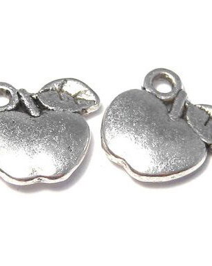 Pandantiv / charm metalic, mere, 10.5x11 mm - 11 bucati
