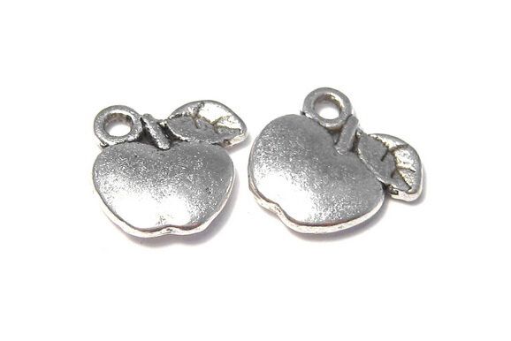 Pandantiv / charm metalic, mere, 10.5x11 mm - 11 bucati