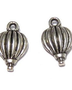 Pandantiv metalic, argintiu antichizat, balon, 21x13 mm