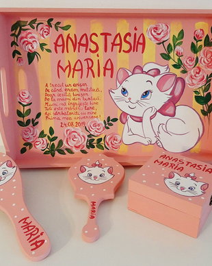 Set Aniversare 1 an cu Pisicuta Marie pictat manual
