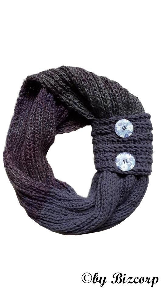 Fular circular tricotat manual, dama, Mov