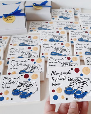 Marturii baietel botez personalizate pictate manual magnetice