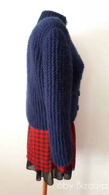 Jacheta tricotata manual, Bleumarin, M/L