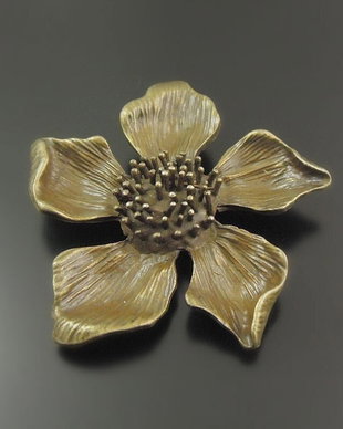 K0954 - (3buc) Pandantiv floare, aliaj metalic aspect bronz, 55x52x9mm