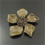 K0954 - (2buc) Pandantiv floare, aliaj metalic aspect bronz, 55x52x9mm