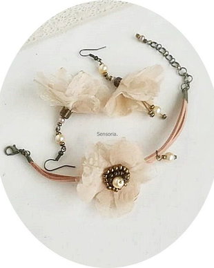 set floral bej straveziu