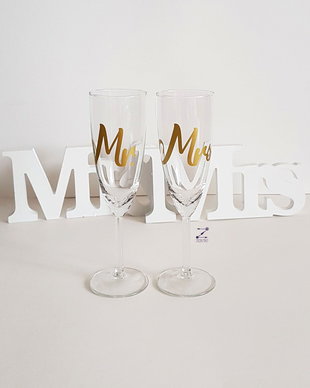 Pahare miri Mr&Mrs, pahare nunta Mr&Mrs, pahare miri elegante, pahare miri auriu, pahare nunta