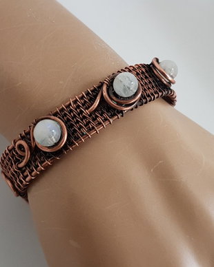 Bratara handmade,Bratara cu piatra lunii,Bratara din cupru.