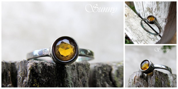 Inel argint cu cristal galben-citrine