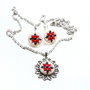 Set colier si cercei cu broderie manuala pe panza taraneasca cod SF7760