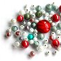 Mix margele Murano cal. a ll-a, Red&Whites, 60 g (cod 5998)