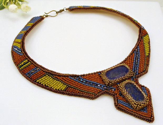 Colier geometric cu lapis lazuli