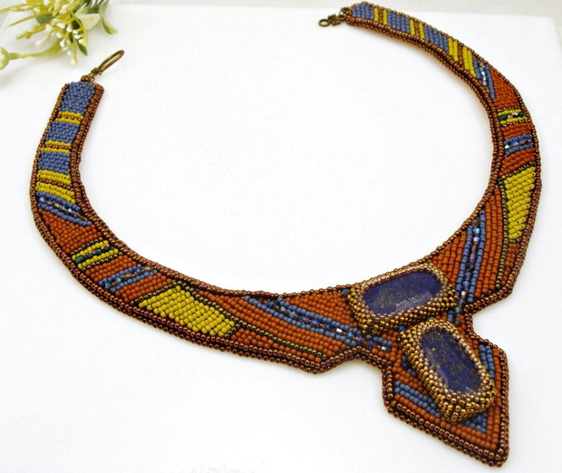 Colier geometric cu lapis lazuli
