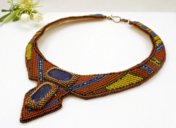 Colier geometric cu lapis lazuli