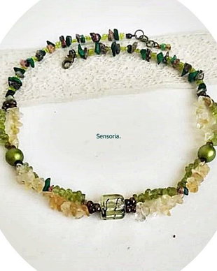 colier verde insorit / peridot citrin malachit