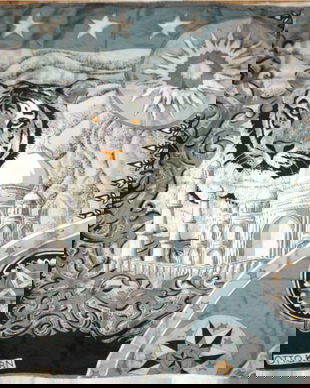 Esarfa/ batic vintage designer Otto Kern