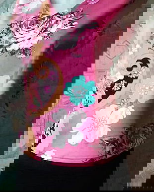 bluza top cu flori roz , Biaggini , 42