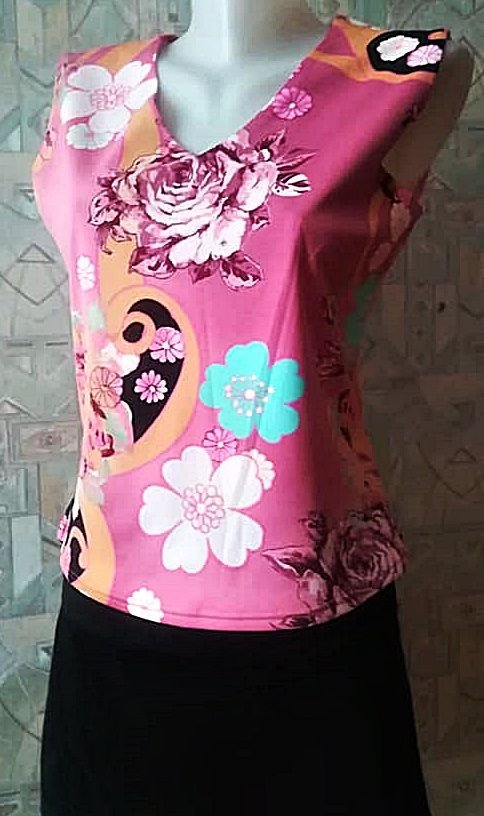 bluza top cu flori roz , Biaggini , 42