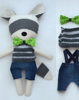 Raton handmade cu outfit de toamna