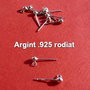 (2 bucati) Baza cercei din argint .925 rodiat cu tija, bila si anou