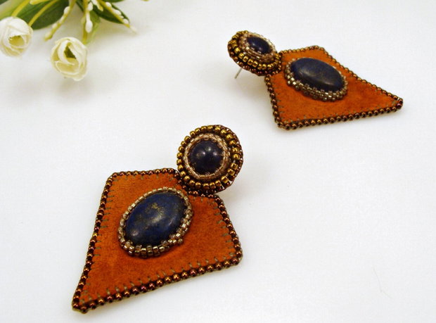 Cercei statement cu lapis lazuli