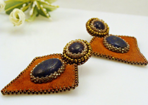 Cercei statement cu lapis lazuli