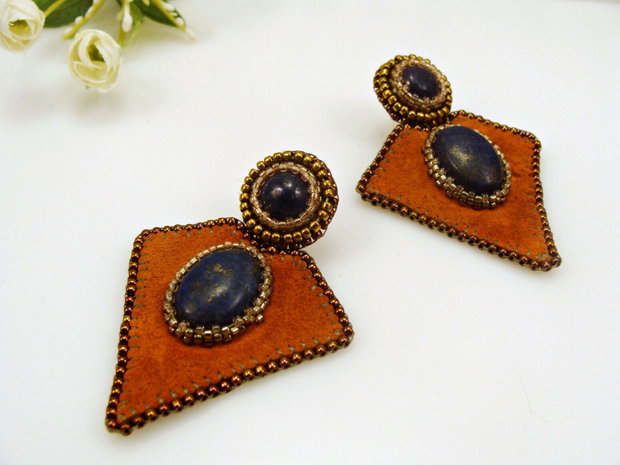 Cercei statement cu lapis lazuli