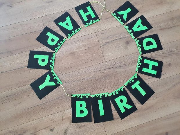 Ghirlanda personalizata "HAPPY BIRTHDAY" Slime Party