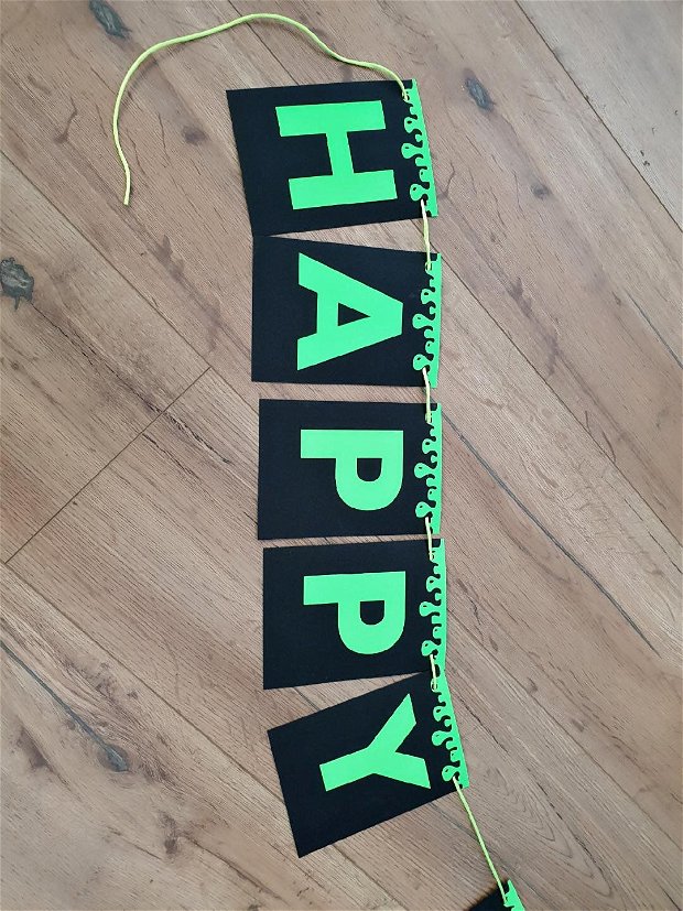 Ghirlanda personalizata "HAPPY BIRTHDAY" Slime Party