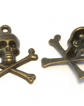 Pandantiv / charm metalic, craniu, 24x21x4 mm