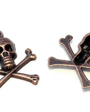 Pandantiv / charm metalic, craniu, 24x21x4 mm