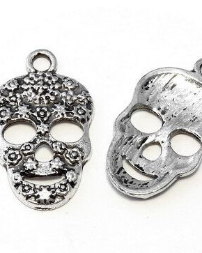 Pandantiv / charm metalic, craniu, 23x13.5x2 mm