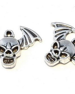 Pandantiv / charm metalic, craniu, 17x23.5x4 mm
