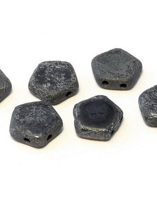 Margele Pego, 10x10 mm, Jet Etched Hematite - 23980-14400E