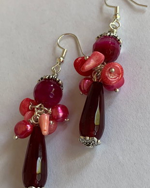 CERCEI LUNGI SWEET ROSE-agate,perle,coral